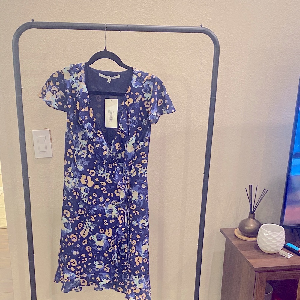 Collective Concepts Blue and Yellow Floral Dress